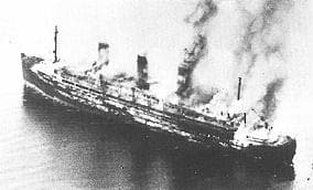 The Cap Arcona burning in the Bay of Lübeck, May 3, 1945